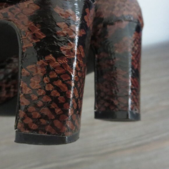 Karen Scott DEANNA Leather Snakeskin Brown Pumps Heels Shoes 5.5 Block Heel - Picture 4 of 16